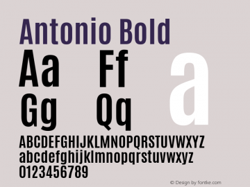 Antonio Bold Version 1 ; ttfautohint (v0.94.20-1c74) -l 8 -r 50 -G 200 -x 0 -w 