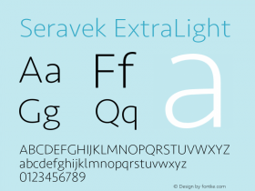 Seravek ExtraLight Version 2.000;PS 1.0;hotconv 16.6.54;makeotf.lib2.5.65590 Font Sample