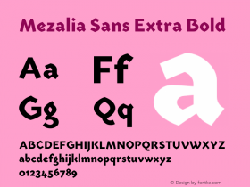 MezaliaSansExtraBold Version 1.001;PS 001.001;hotconv 1.0.88;makeotf.lib2.5.64775;YWFTv17 Font Sample