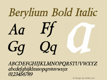 Berylium Bold Italic Version 1.01 2003图片样张