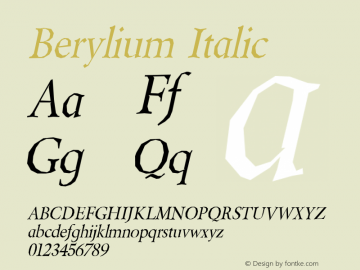 Berylium Italic Version 1.01 2003图片样张