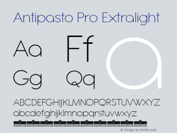 Antipasto Pro Extralight Version 1.000 Font Sample
