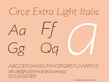 CirceExtraLightItalic Version 1.0W图片样张