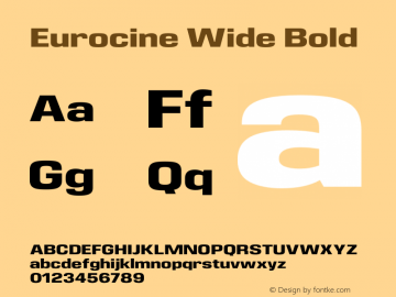 Eurocine Wide Bold Version 1.000 Font Sample