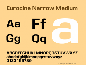 Eurocine Narrow Medium Version 1.000 Font Sample