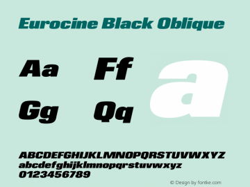 Eurocine Black Oblique Version 1.000 Font Sample