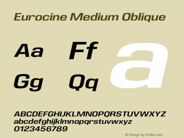 Eurocine Medium Oblique Version 1.000 Font Sample