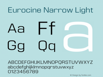 Eurocine Narrow Light Version 1.000 Font Sample