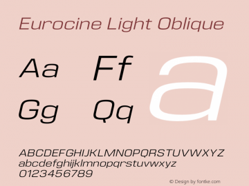 Eurocine Light Oblique Version 1.000 Font Sample