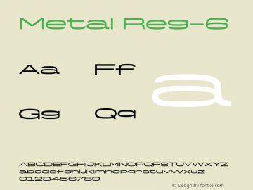 Metal Reg-6 Version 1.000;PS 001.000;hotconv 1.0.88;makeotf.lib2.5.64775图片样张