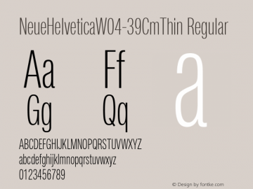 Neue Helvetica W04 39 Comp Thin Version 1.000 Font Sample