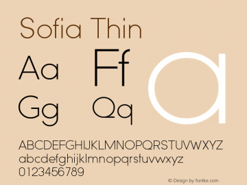 Sofia-Thin Version 1.000 2008 initial release Font Sample