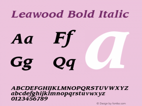 Leawood Bold Italic Altsys Fontographer 3.5  11/27/92 Font Sample