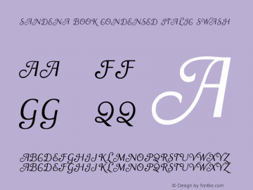 Sandena-BookCondensedItalicSwas Version 1.000 Font Sample