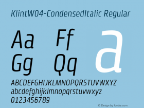 Klint W04 Condensed Italic Version 1.00 Font Sample