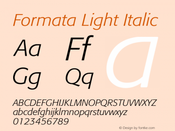 Formata-LightItalic OTF 1.0;PS 001.003;Core 1.0.22 Font Sample