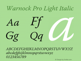 WarnockPro-LightIt OTF 1.010;PS 001.000;Core 1.0.27;makeotf.lib(1.11)图片样张