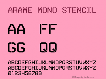 Arame Mono Stencil Version 1.002; Fonts for Free; vk.com/fontsforfree图片样张