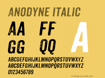 Anodyne-Italic Version 1.001 Font Sample
