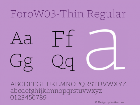 Foro W03 Thin Version 0.00 Font Sample