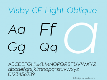 Visby CF Light Oblique Version 1.005;PS 001.005;hotconv 1.0.70;makeotf.lib2.5.58329 Font Sample