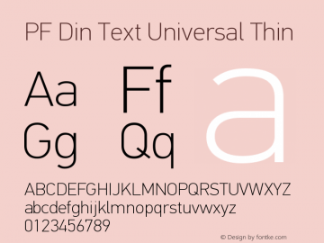 PF Din Text Universal Thin Version 3.000; Fonts for Free; vk.com/fontsforfree图片样张