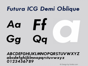 Futura ICG Demi Oblique Altsys Fontographer 4.1 25/01/96图片样张