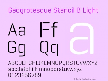 GeogrotesqueStencilB-Lg Version 1.000 Font Sample