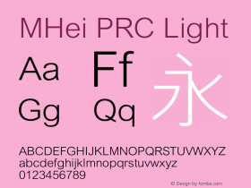 MHei PRC Light  Font Sample