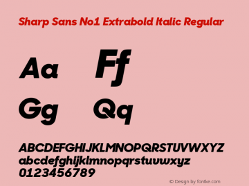 SharpSansNo1-ExtraboldItalic 1.400 Font Sample