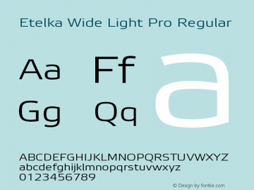 EtelkaWideLightPro Version 1.000 2005 initial release Font Sample