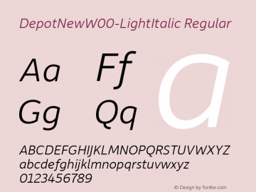Depot New W00 Light Italic Version 2.00 Font Sample