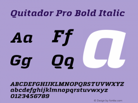 Quitador Pro Bold Italic Version 1.00 Font Sample