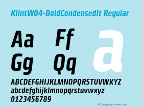 Klint W04 Bold Condensed Italic Version 1.00图片样张