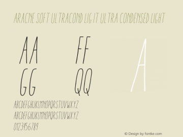 AracneSoftUltraCondLigIt Version 1.001 Font Sample