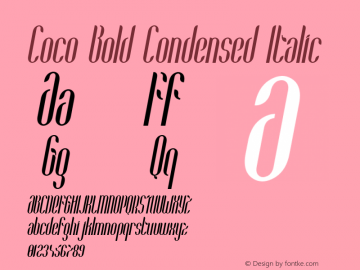 Coco-BoldCondensedItalic Version 1.000;PS 001.001;hotconv 1.0.56图片样张