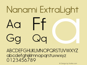 Nanami-ExtraLight Version 1.000 Font Sample