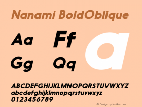 Nanami-BoldOblique Version 1.000 Font Sample