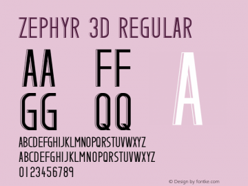 Zephyr 3D Version 1.00 April 25, 2015, initial release Font Sample