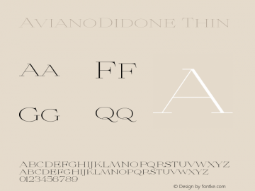 AvianoDidone-Thin Version 1.000 Font Sample