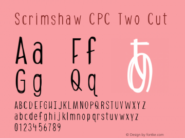 Scrimshaw CPC Two Cut Version 1.001;PS 001.001;hotconv 1.0.70;makeotf.lib2.5.58329 Font Sample