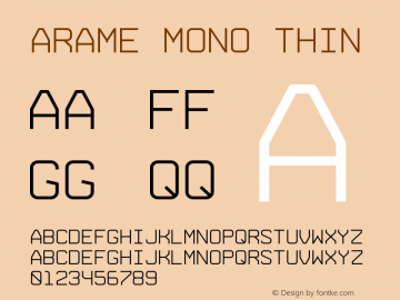 Arame Mono Thin Version 1.002; Fonts for Free; vk.com/fontsforfree Font Sample