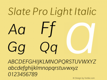 SlatePro-LightItalic Version 1.000图片样张