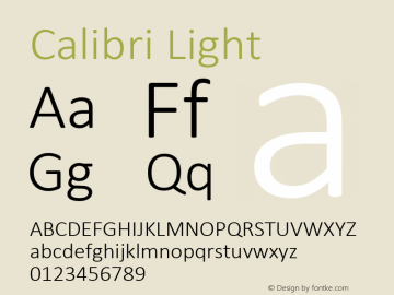 Calibri Light Version 2.12 Font Sample