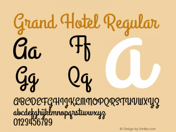 GrandHotel-Regular Version 001.000 Font Sample