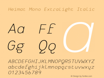 HeimatMono-ExLightItalic 001.000图片样张