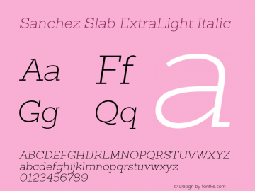 SanchezSlab-ExtraLightItalic Version 001.000;com.myfonts.latinotype.sanchez-slab.extra-light-italic.wfkit2.3VRv图片样张