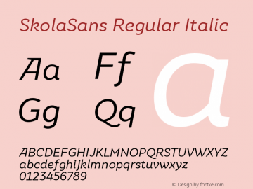 SkolaSans-RegularItalic Version 1.000图片样张
