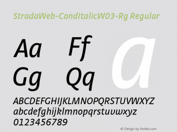 StradaWeb-CondItalic W03 Rg Version 7.504 Font Sample