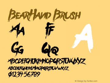 BearHandBrush 1.000 Font Sample